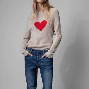 Zadig & Voltaire Cashmere Blend Heart Sweater – Beige – XS